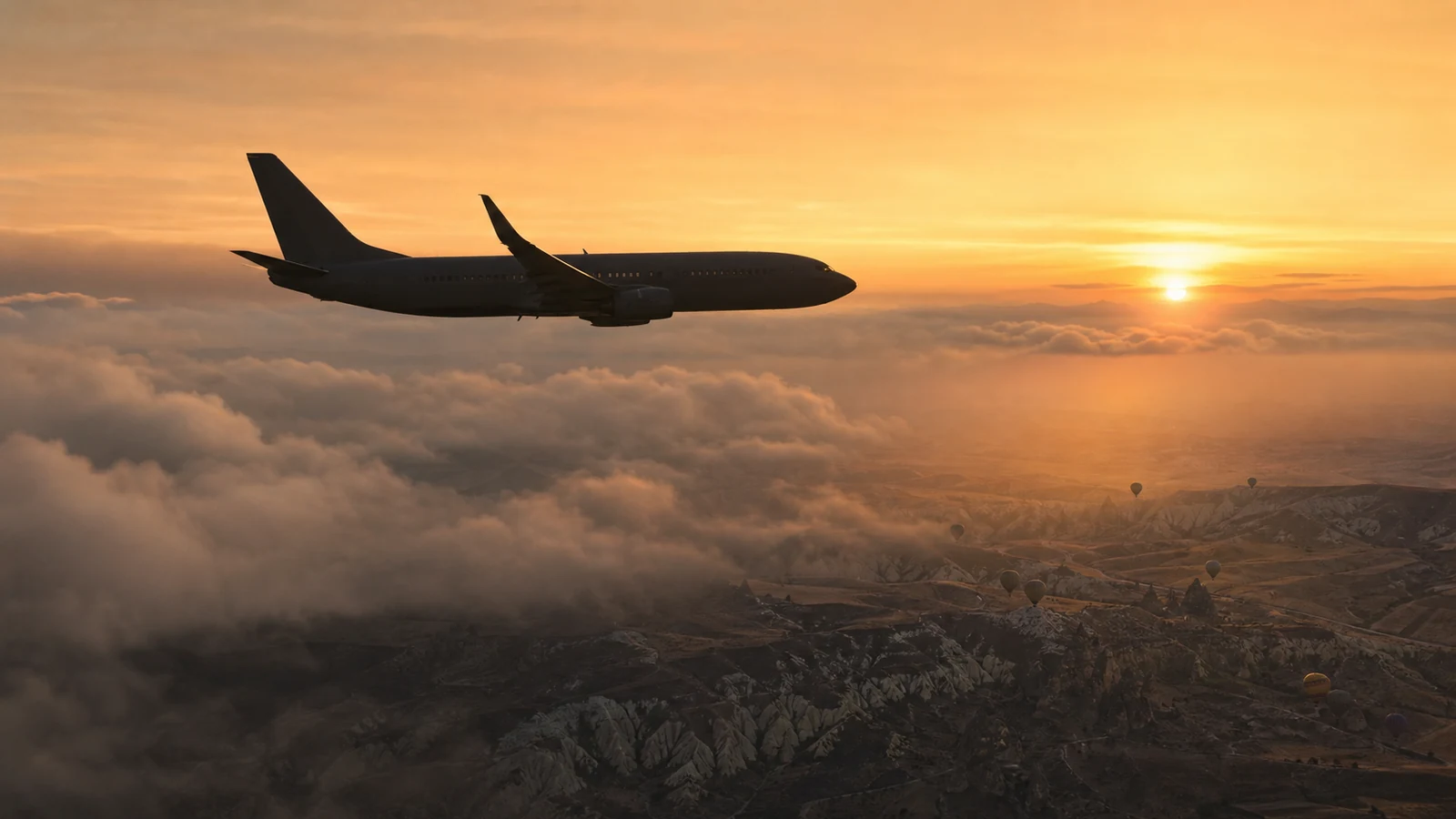Transición aérea hacia Turquía y los paisajes de Capadocia